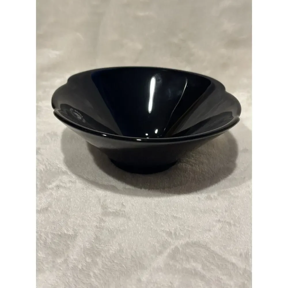 Pittl Vetro Vtg Black Glass Bowl Hand Blown Made In Italy Candy Dish Sleek Chic